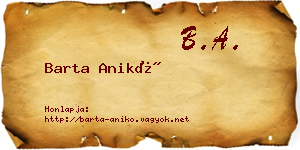 Barta Anikó névjegykártya